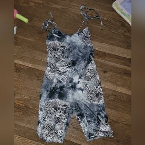 Fashion Nova Black and Gray Dragon Print Jumpsuit